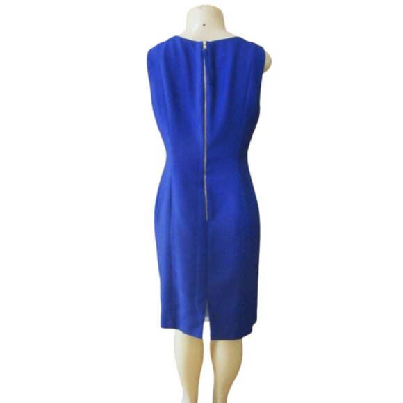 Kay Unger New York Blue/Purple Draped Shoulder Dress Size 10 With Gold Accents - Picture 5 of 6